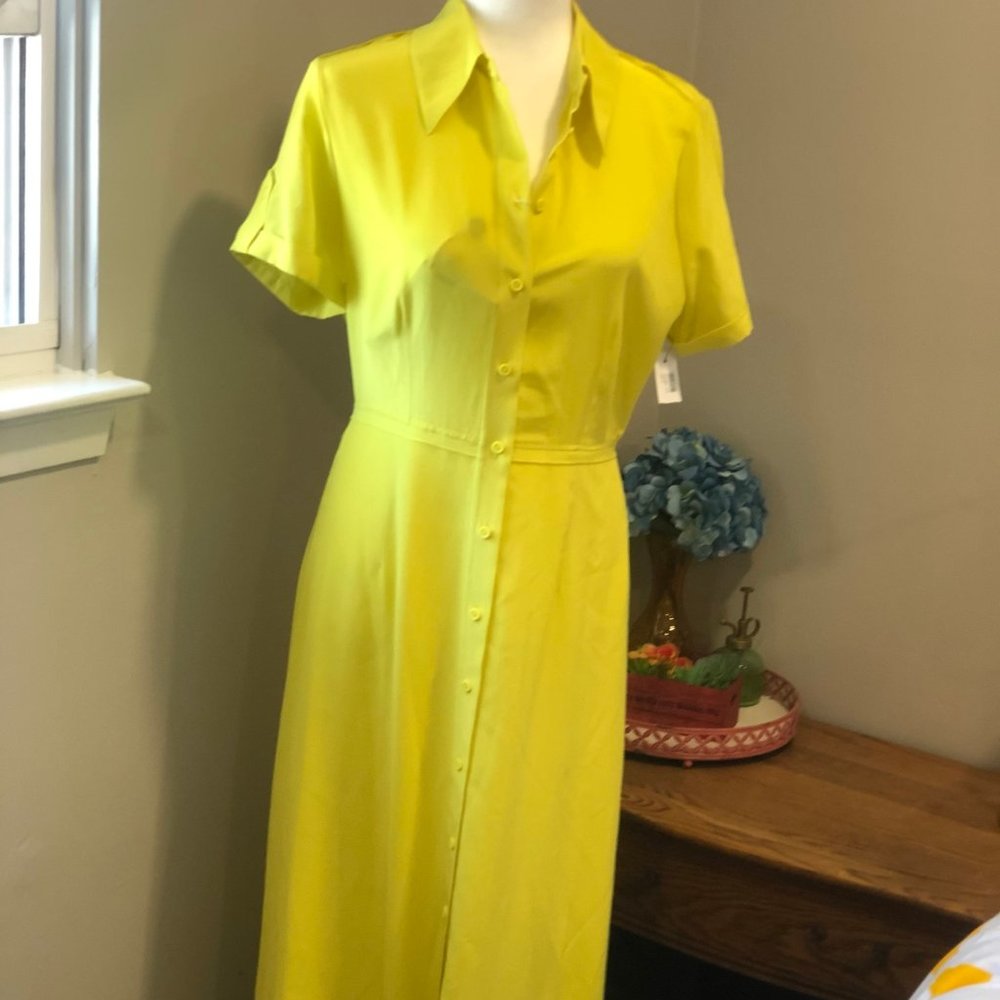 Diane Von Furstenberg Bright Lemon-Yellow Button-Front Maxi Dress